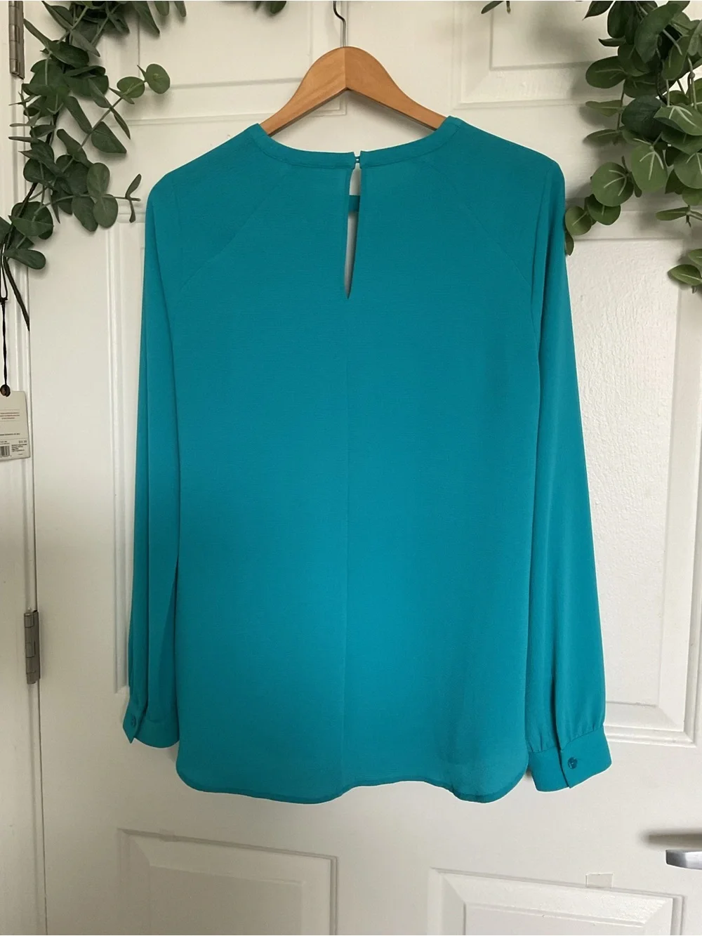 Michael Kors Teal Keyhole Long-Sleeve Blouse - Picture 3 of 4